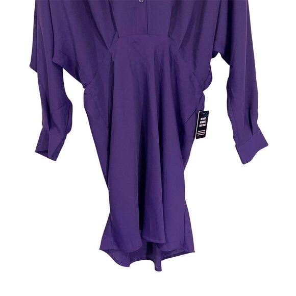 Express Purple Collared Half Button Up Mini Portofino Shirt Dress M - Picture 5 of 8